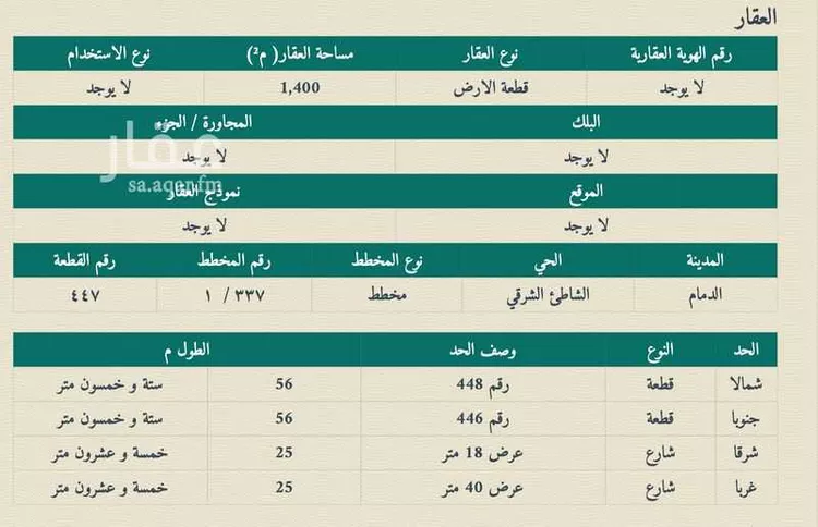 أرض للبيع في شارع طريق الامير محمد بن فهد, حي الشاطئ الشرقي, مدينة الدمام, المنطقة الشرقية صورة 2