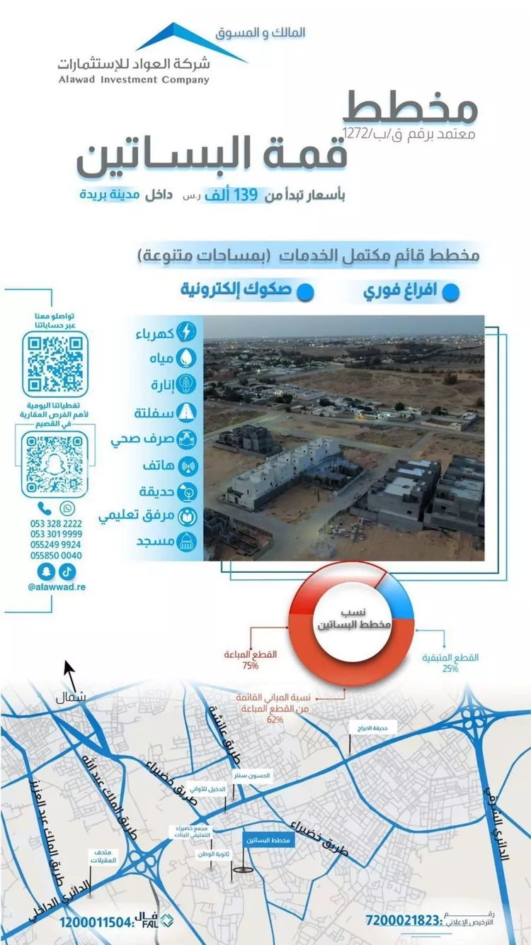 أرض للبيع في شارع أحمد شلبي, حي الضاحي الغربي, مدينة بريدة, منطقة القصيم