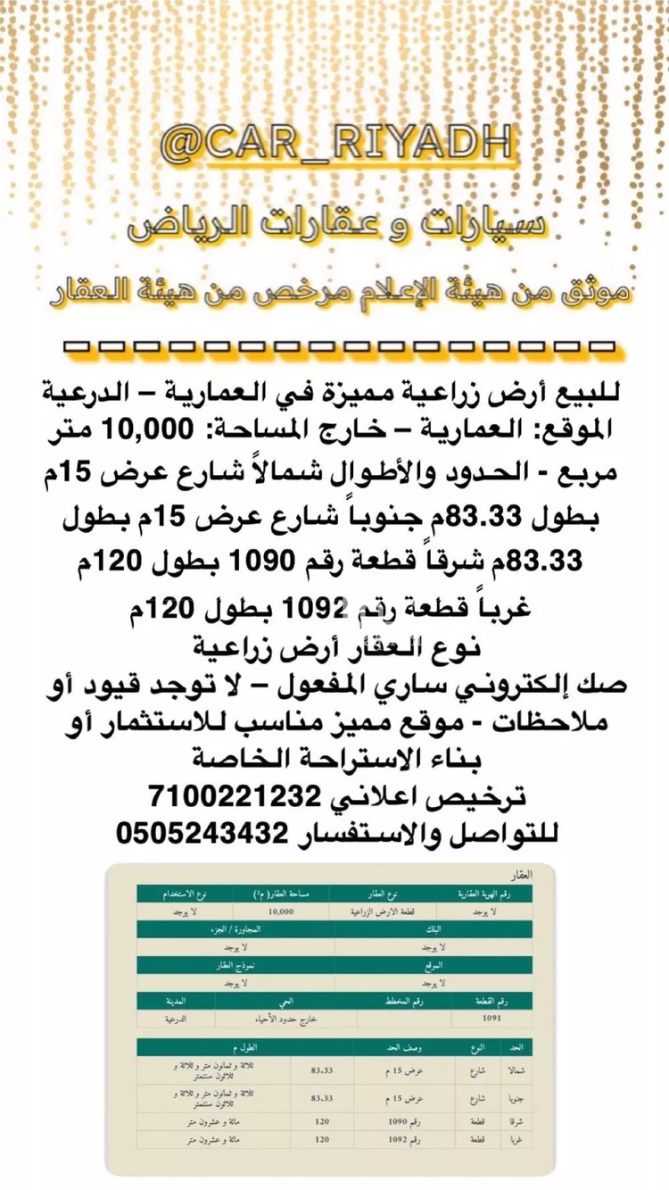 أرض للبيع في شارع العماريه 601, حي مشروع مخطط استراحات, مدينة مشروع مخطط استراحات, منطقة الرياض