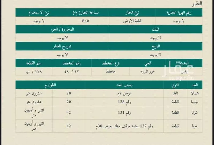 أرض للبيع في حي خور الذيابه, مدينة بقيق, المنطقة الشرقية صورة 2