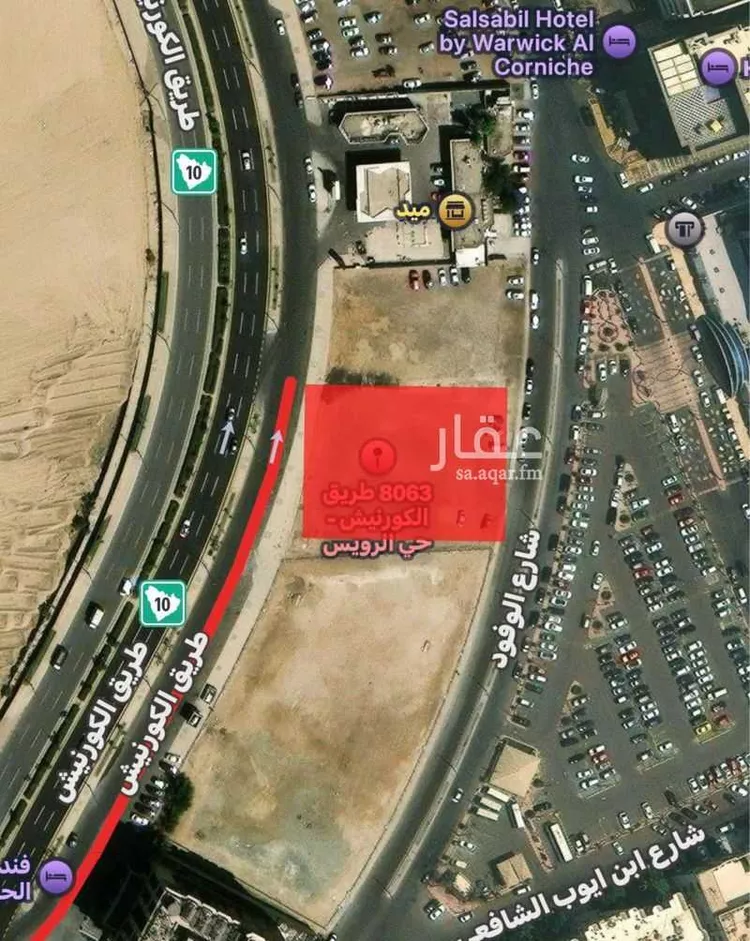 أرض للبيع في شارع طريق الكورنيش الفرعي, حي الرويس, مدينة جدة, منطقة مكة المكرمة