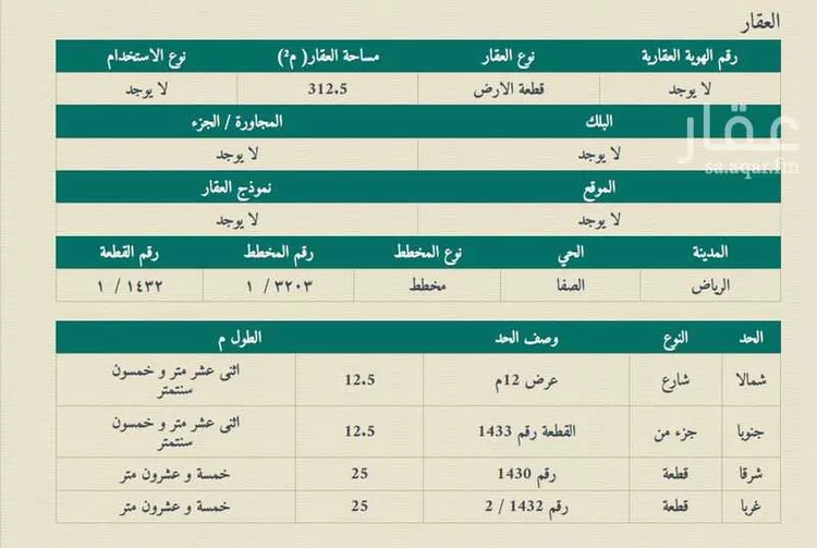 أرض للبيع في حي الصفاء, مدينة الرياض, منطقة الرياض صورة 3