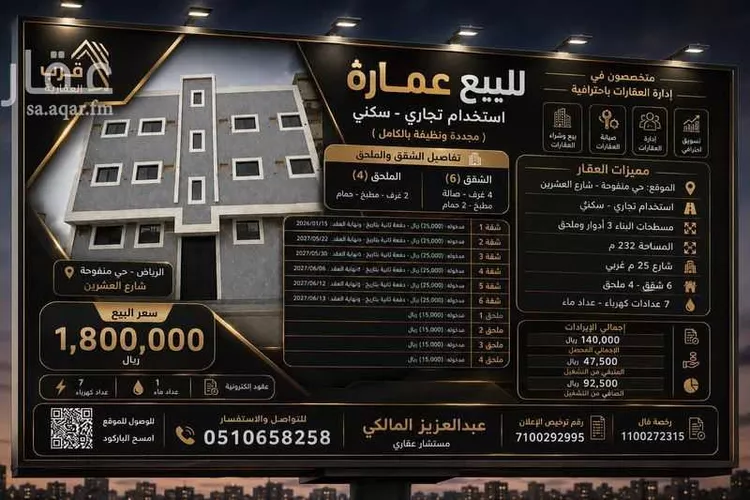 عمارة للبيع في شارع مبايض, حي اليمامة, مدينة الرياض, منطقة الرياض صورة 3