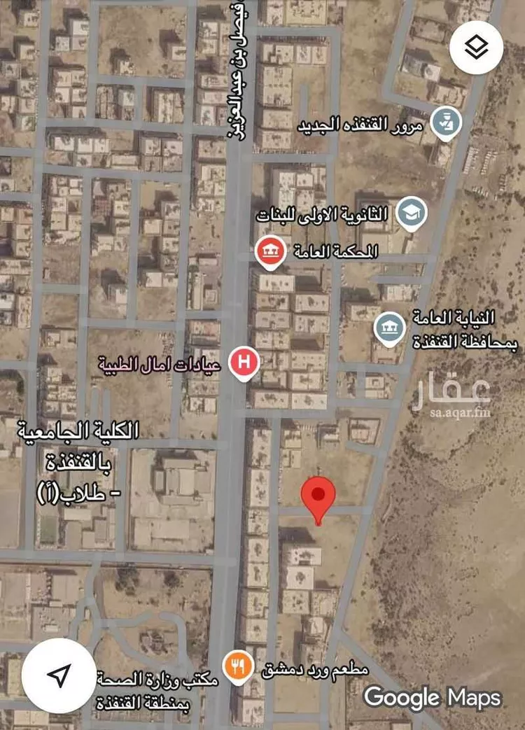أرض للبيع في شارع اياس ابن البكير, حي الخالدية أ, مدينة القنفذة, منطقة مكة المكرمة