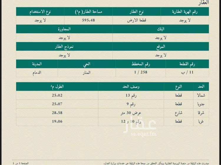 أرض للبيع في شارع ابن الخطيب, حي المنار, مدينة الدمام, المنطقة الشرقية