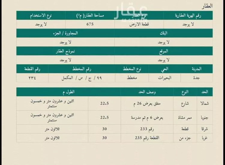 أرض للبيع في شارع شارع 99, حي البحيرات, مدينة جدة, منطقة مكة المكرمة