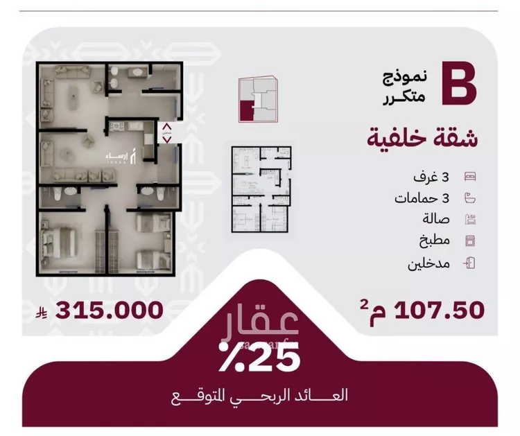 شقة للبيع في شارع عثمان ابن عوف, حي الريان, مدينة جدة, منطقة مكة المكرمة صورة 3