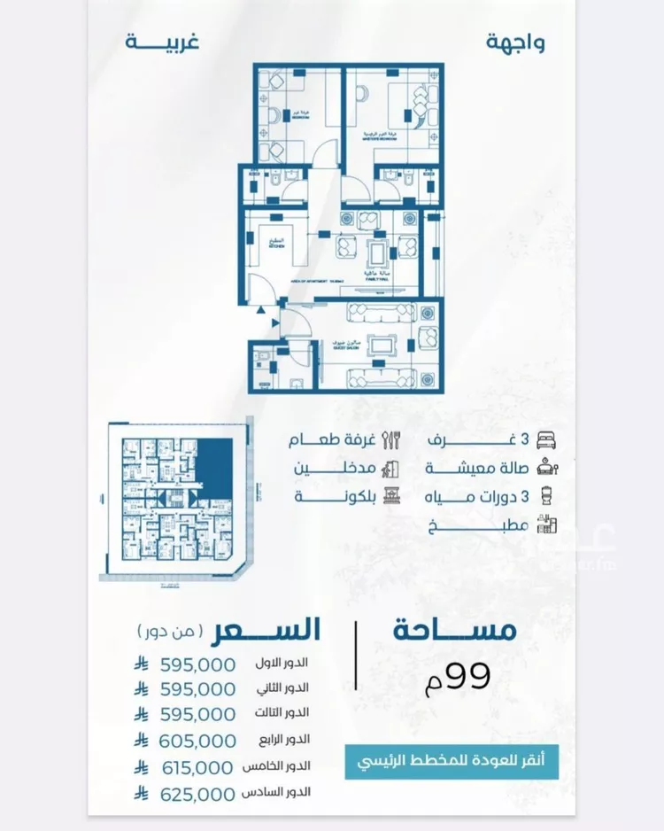 شقة للبيع في شارع الملك الصالح ايوب ابن الكامل, حي الرويس, مدينة جدة, منطقة مكة المكرمة صورة 2