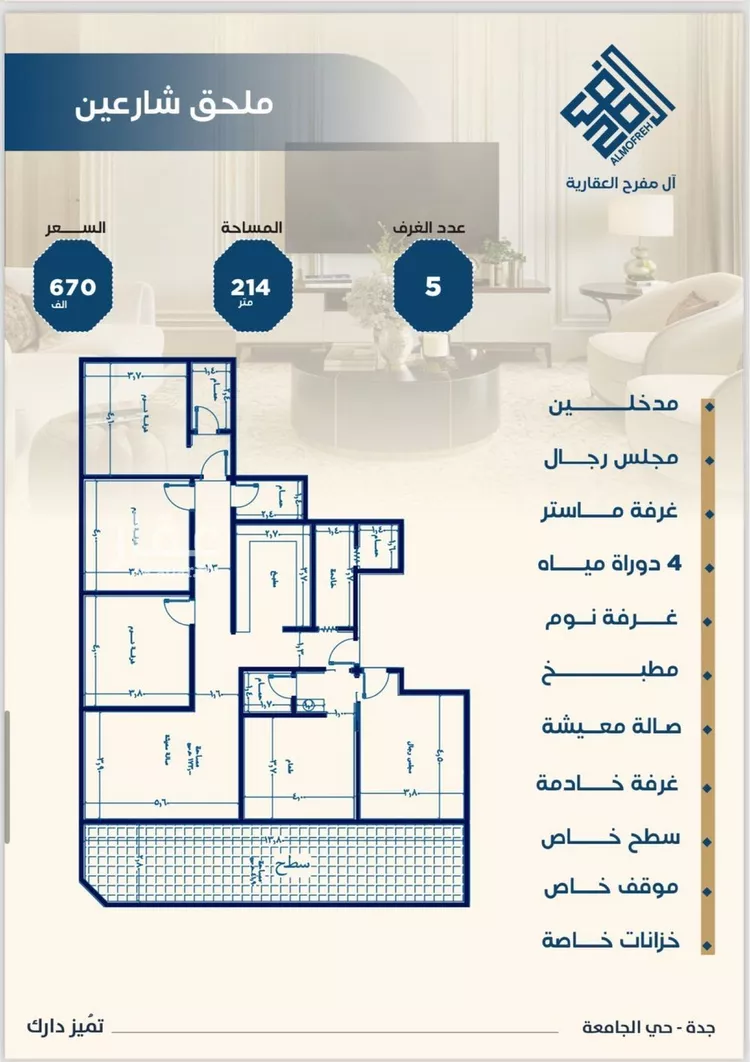 شقة للبيع في شارع ابن الشرف, حي الجامعة, مدينة جدة, منطقة مكة المكرمة صورة 2