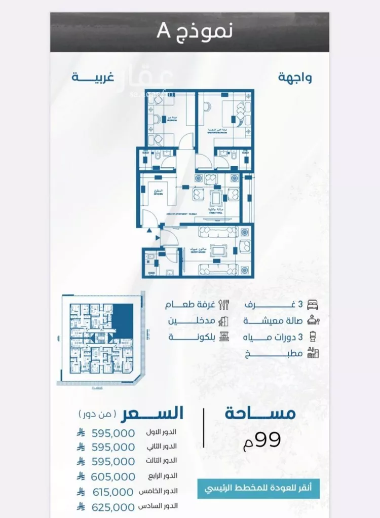 شقة للبيع في شارع الملك الصالح ايوب ابن الكامل, حي الرويس, مدينة جدة, منطقة مكة المكرمة صورة 3