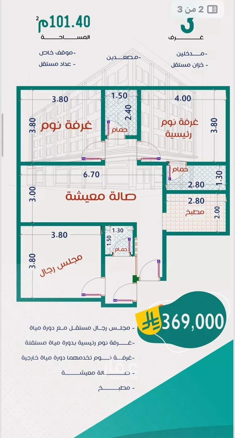 شقة للبيع في شارع عاصم ابن قيس, حي الربوة, مدينة جدة, منطقة مكة المكرمة
