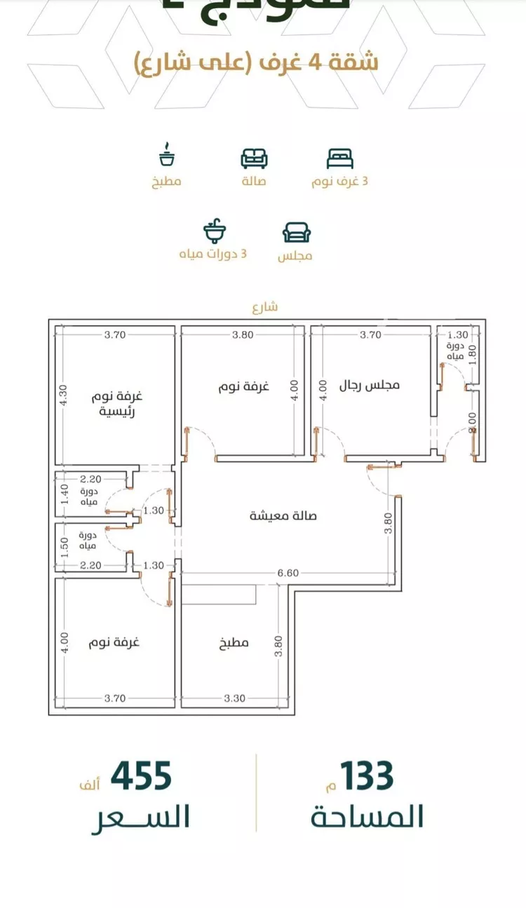 شقة للبيع في شارع الخليفة المأمون, حي الربوة, مدينة جدة, منطقة مكة المكرمة صورة 4