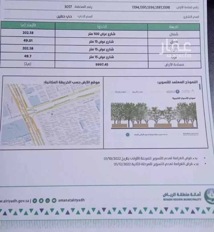 أرض للبيع في شارع طريق الامام سعود بن فيصل, حي حطين, مدينة الرياض, منطقة الرياض صورة 3