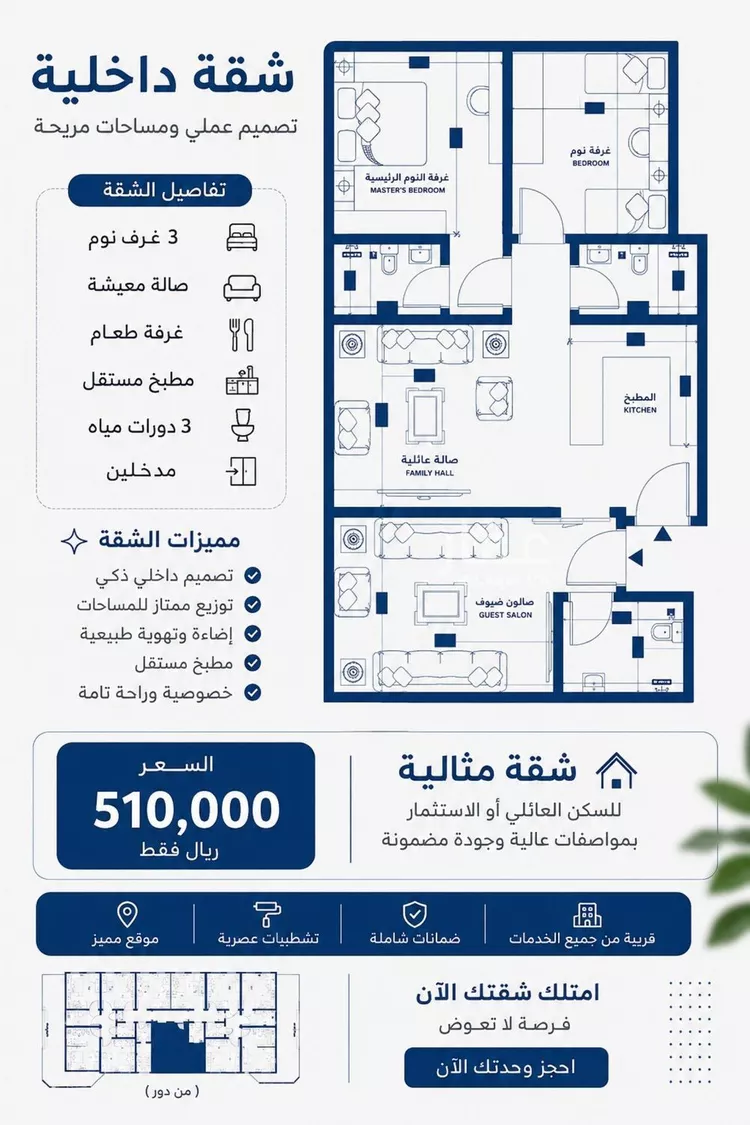 شقة للبيع في شارع الملك الصالح ايوب ابن الكامل, حي الرويس, مدينة جدة, منطقة مكة المكرمة صورة 2