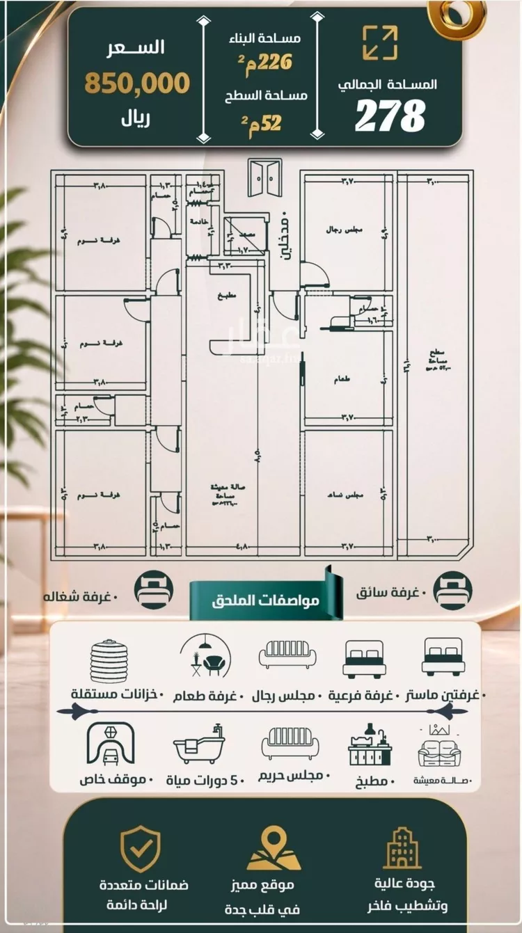Apartment for Sale in Jeddah An Nuzhah