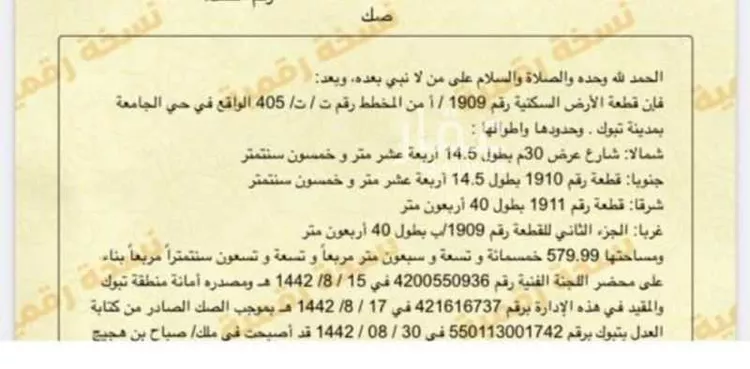 أرض للبيع في شارع عبدالله باسند, حي الجامعة, مدينة تبوك, منطقة تبوك
