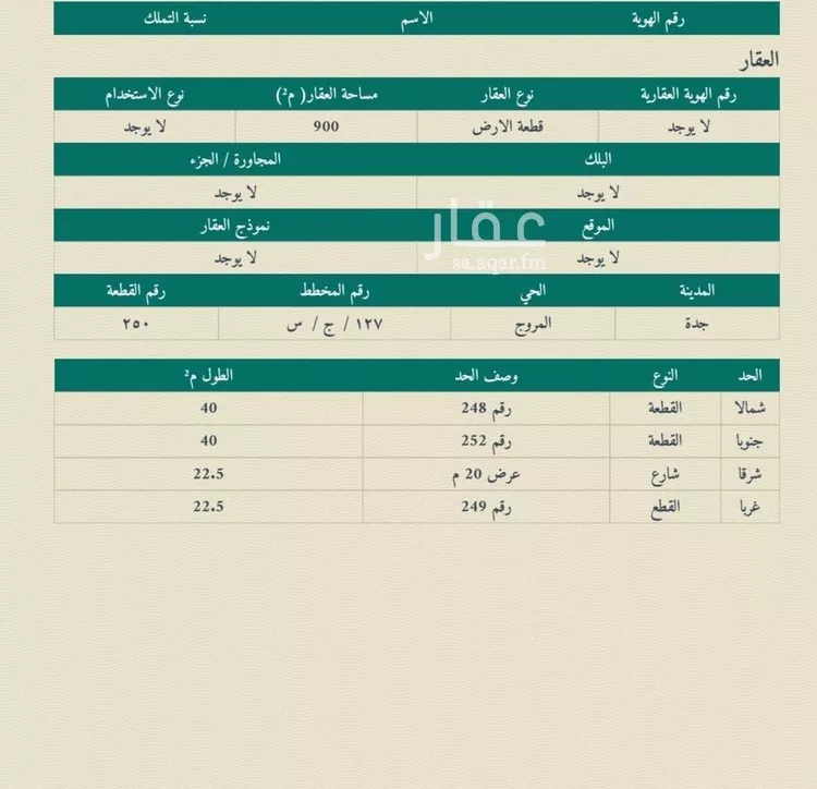 أرض للبيع في شارع جده, حي المروج, مدينة جدة, منطقة مكة المكرمة