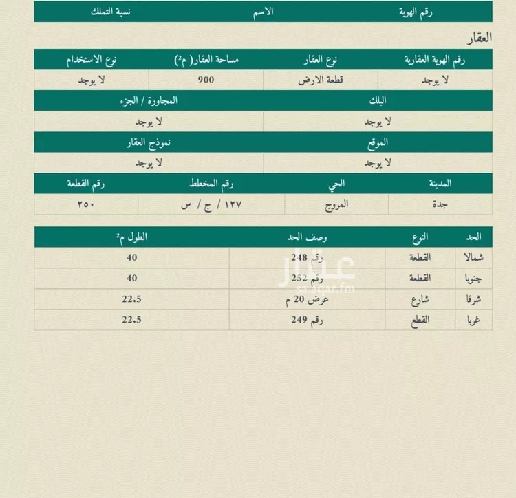أرض للبيع في حي المروج, مدينة جدة, منطقة مكة المكرمة