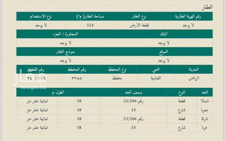 أرض للبيع في حي الغنامية, مدينة الرياض, منطقة الرياض صورة 2
