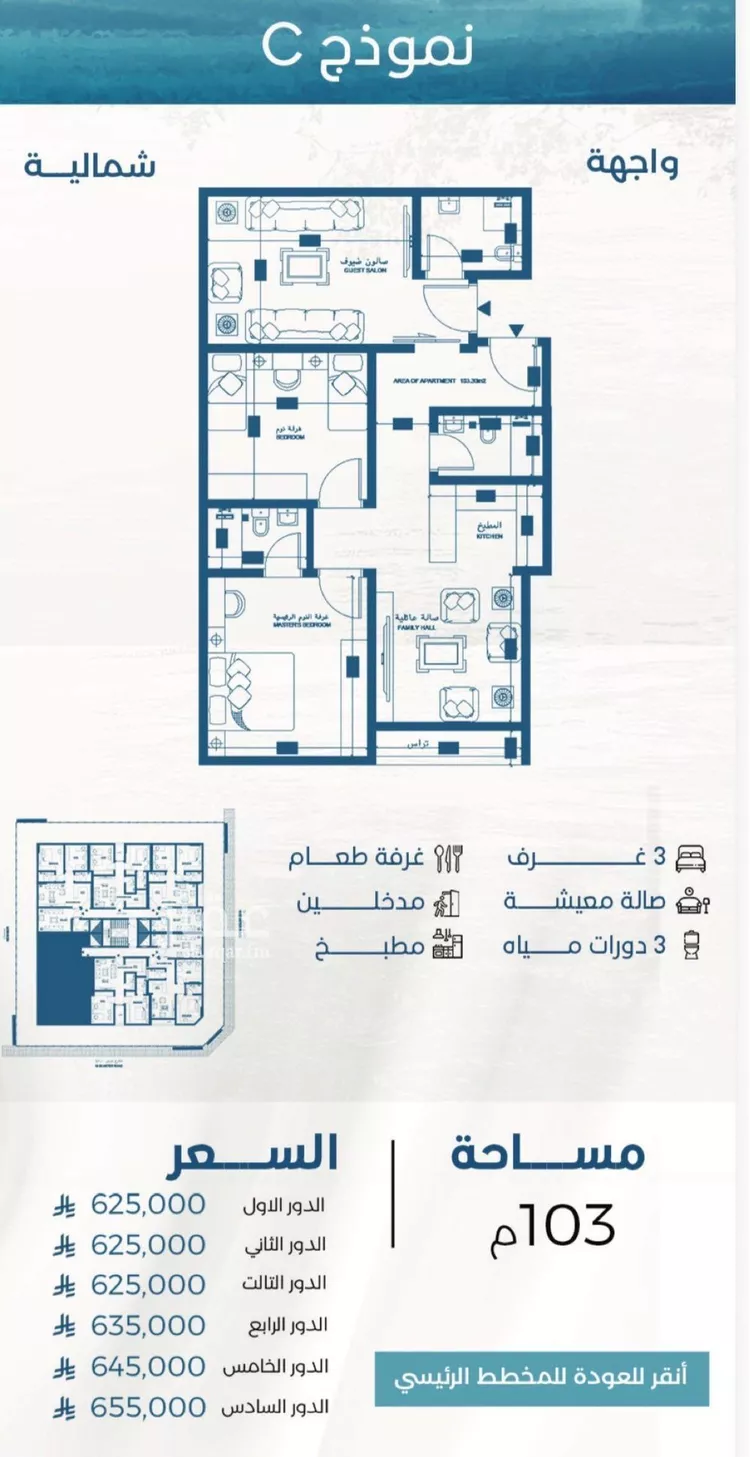 شقة للبيع في شارع طريق الكورنيش, حي الرويس, مدينة جدة, منطقة مكة المكرمة