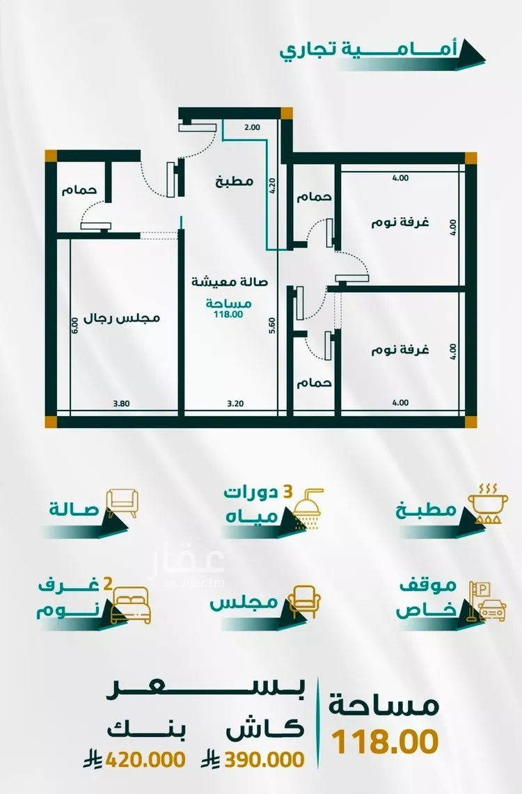شقة للبيع في شارع ابو ذر الغفاري, حي الفيحاء, مدينة جدة, منطقة مكة المكرمة