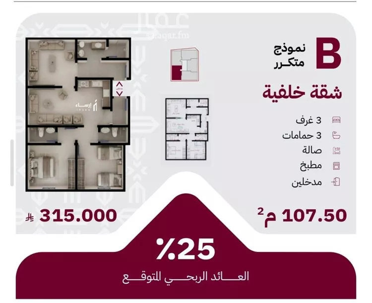 شقة للبيع في شارع عثمان ابن عوف, حي الريان, مدينة جدة, منطقة مكة المكرمة صورة 3