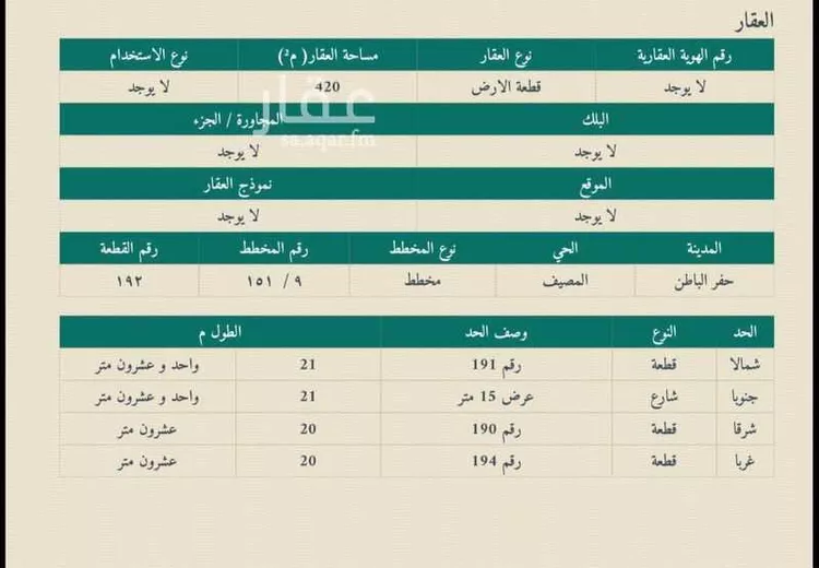 أرض للبيع في شارع المصيف 135 ، حي المصيف ، حفر الباطن ، حفر الباطن