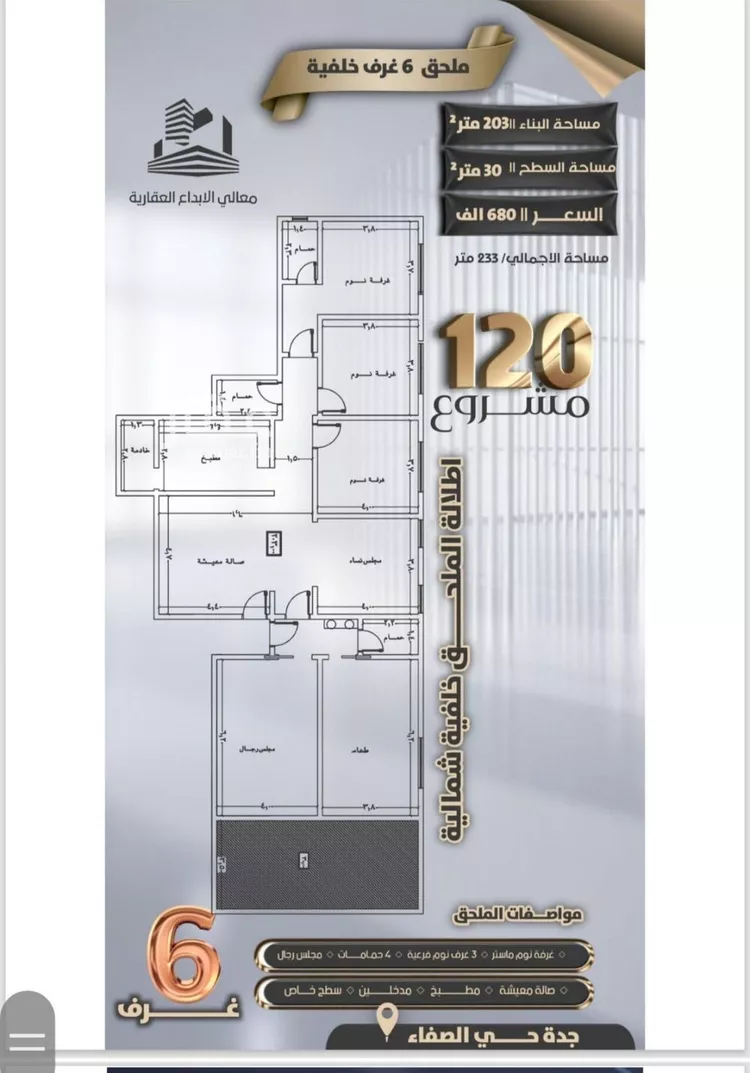 شقة للبيع في شارع جعفر ابن أبي الحكم, حي الصفاء, مدينة جدة, منطقة مكة المكرمة صورة 2