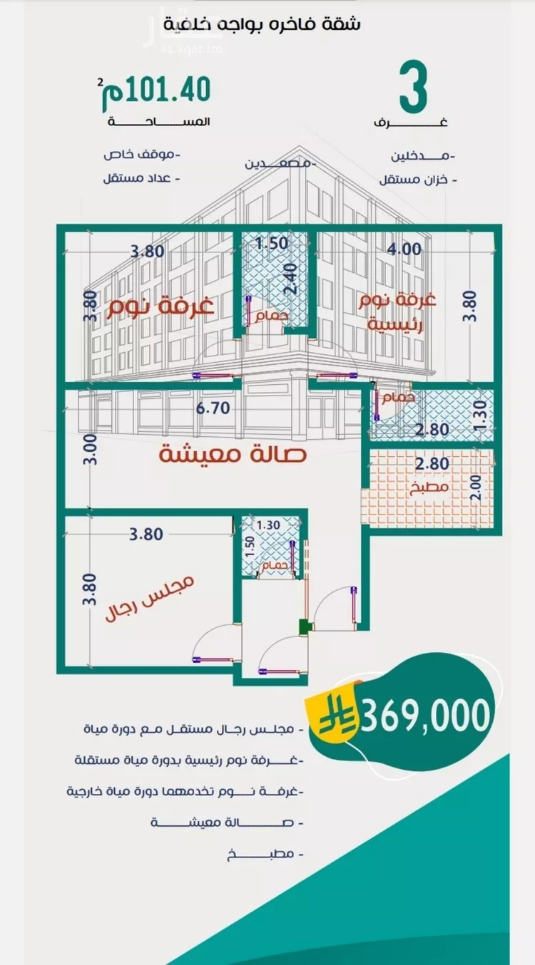 شقة للبيع في شارع عاصم ابن قيس, حي الربوة, مدينة جدة, منطقة مكة المكرمة صورة 4