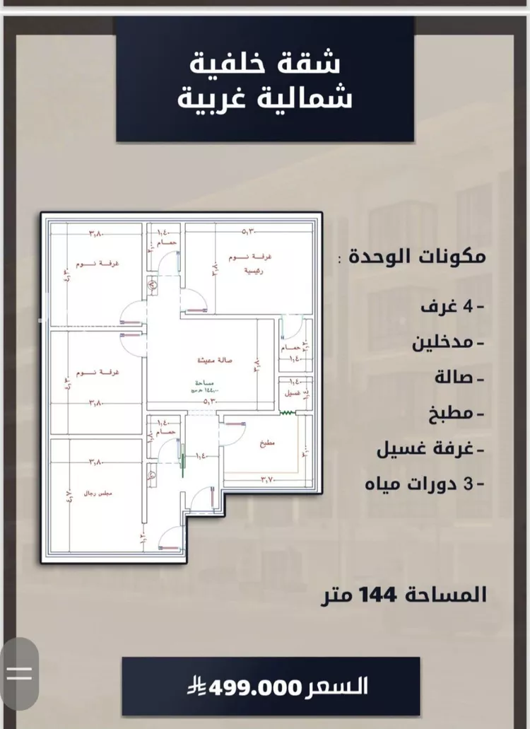 شقة للبيع في شارع الامير عبدالمجيد, حي الصواري, مدينة جدة, منطقة مكة المكرمة صورة 3