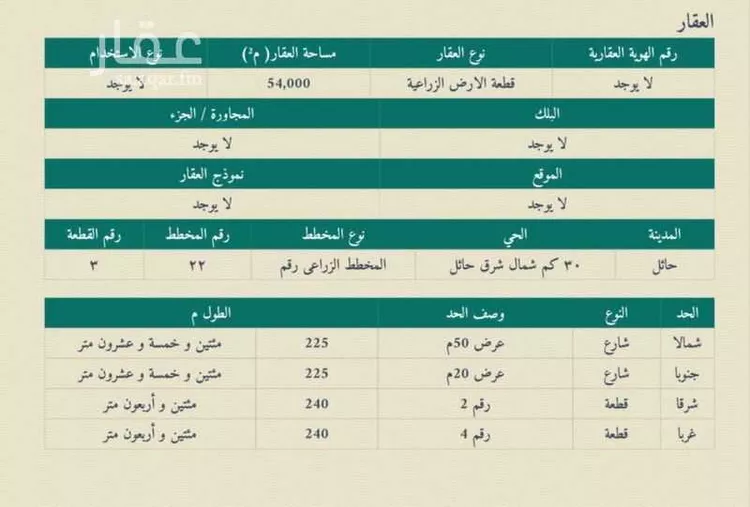 أرض للبيع في مدينة حائل, منطقة حائل