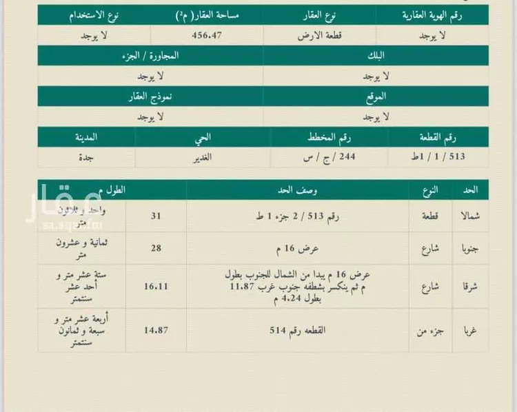 أرض للبيع في حي الغدير, مدينة جدة, منطقة مكة المكرمة صورة 2
