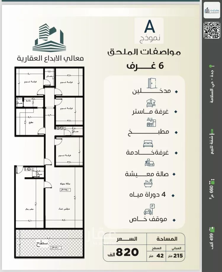 شقة للبيع في شارع الباديه, حي السلامة, مدينة جدة, منطقة مكة المكرمة