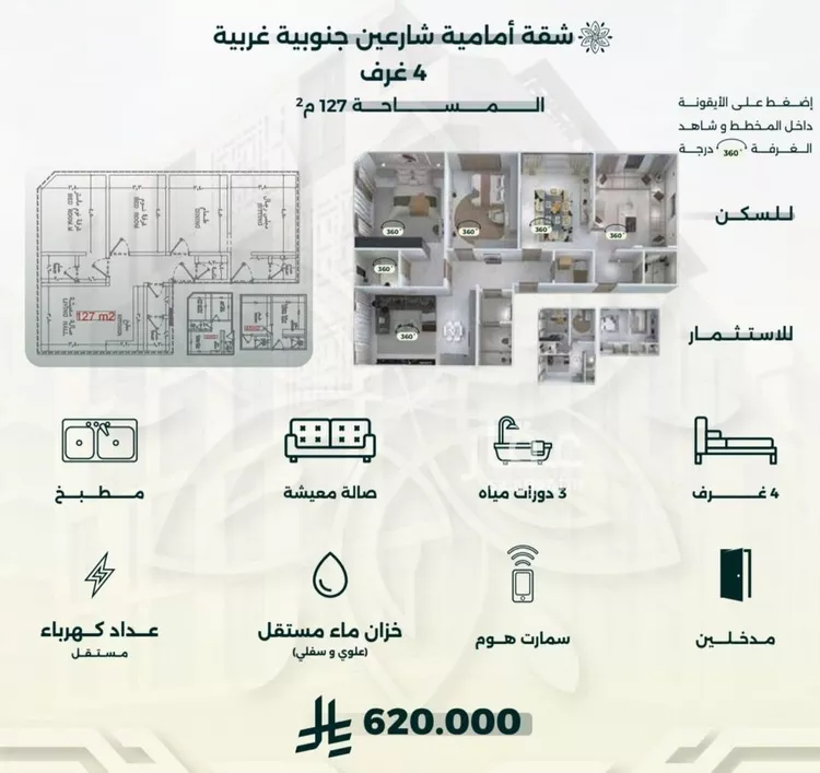 شقة للبيع في شارع صاري , حي الروضة, مدينة جدة, منطقة مكة المكرمة