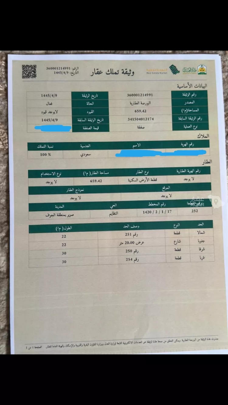Land for Sale in Sakaka Al Nafil Shamal