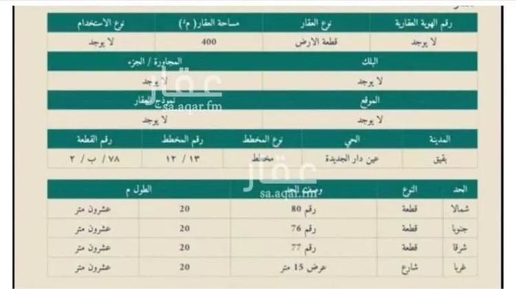 أرض للبيع في شارع 1ب ، حي طيبة ، عين دار الجديدة ، بقيق صورة 4