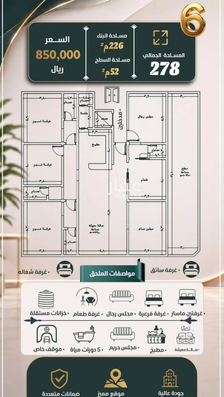 شقة للبيع في شارع نومان, حي النزهة, مدينة جدة, منطقة مكة المكرمة صورة 4