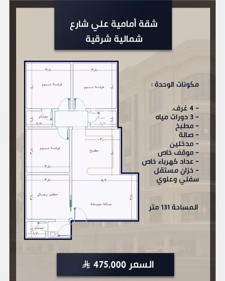 شقة للبيع في شارع الامير عبدالمجيد, حي الصواري, مدينة جدة, منطقة مكة المكرمة صورة 2