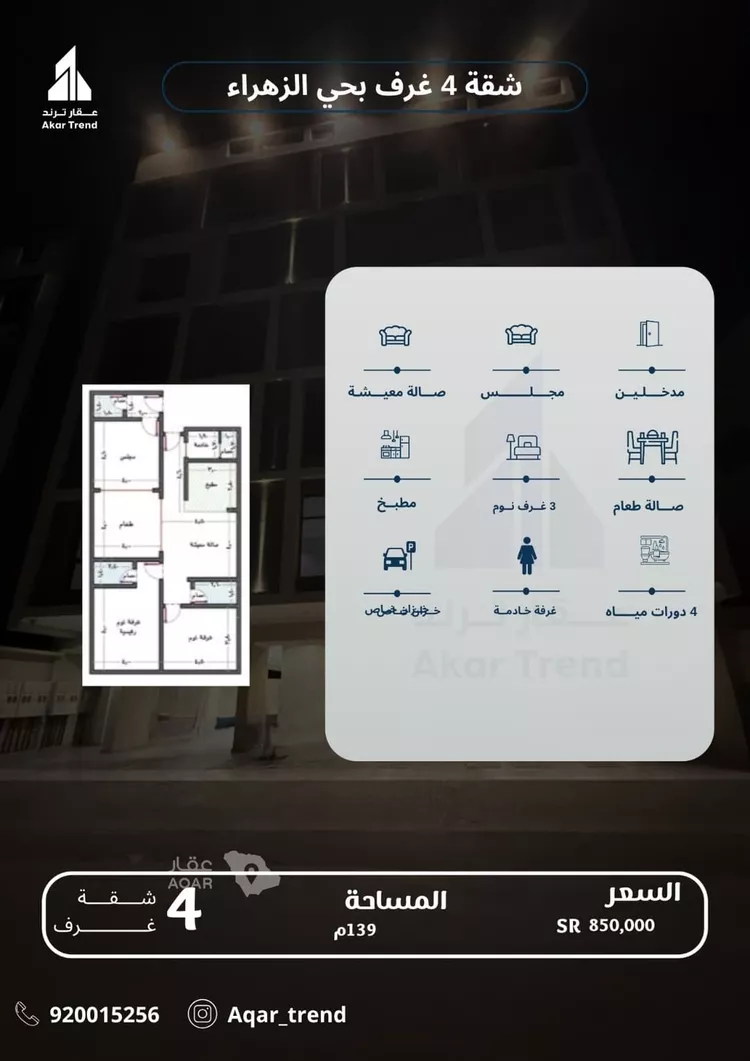 شقة للبيع في شارع عقبه الحنظليه, حي الزهراء, مدينة جدة, منطقة مكة المكرمة
