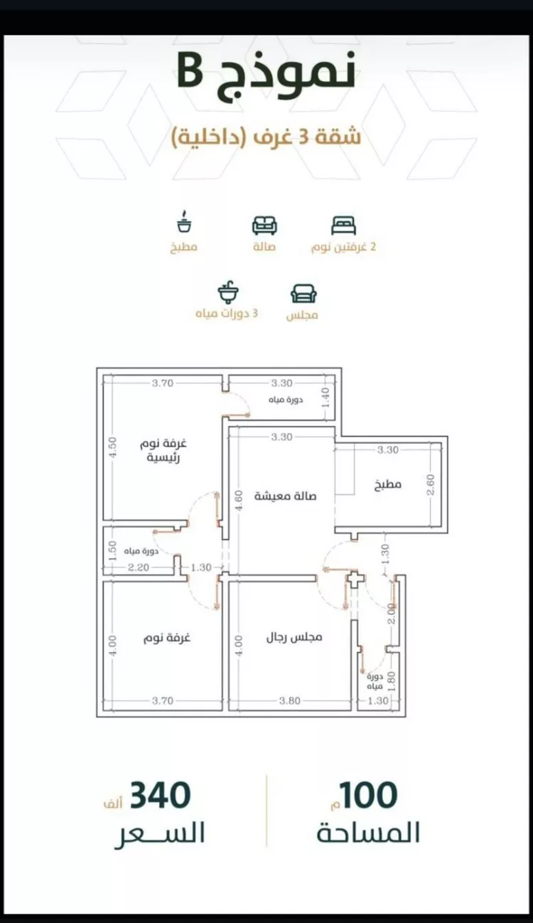 شقة للبيع في شارع الخليفة المأمون, حي الربوة, مدينة جدة, منطقة مكة المكرمة صورة 2