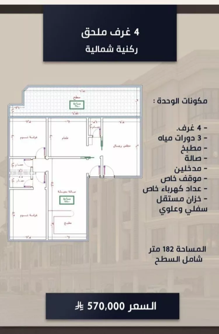 شقة للبيع في شارع اسد بن مالك, حي الصواري, مدينة جدة, منطقة مكة المكرمة صورة 2