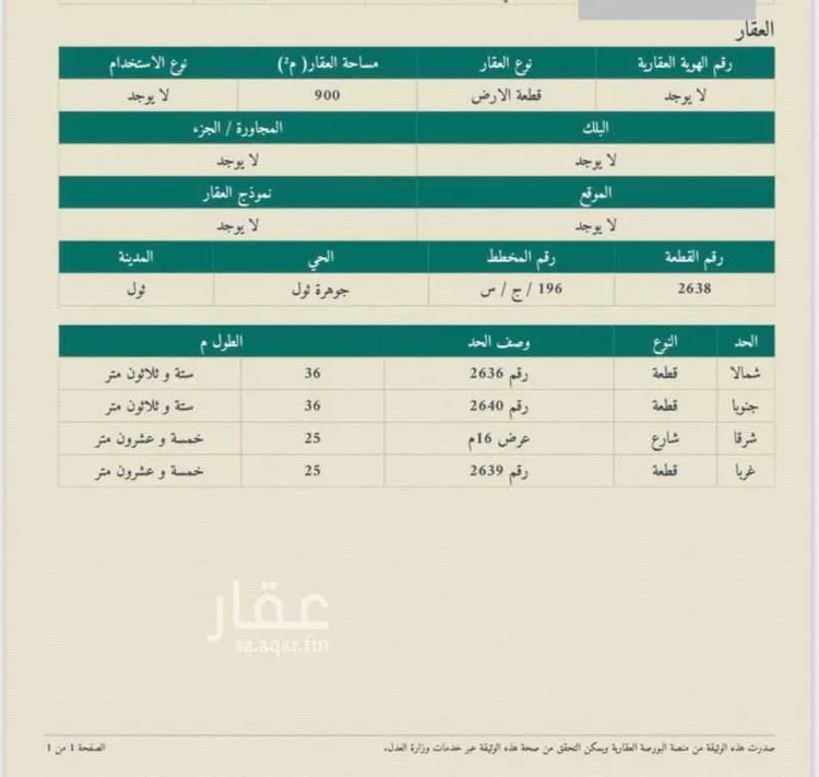 أرض للبيع في حي جوهرة ثول, مدينة ثول, منطقة مكة المكرمة