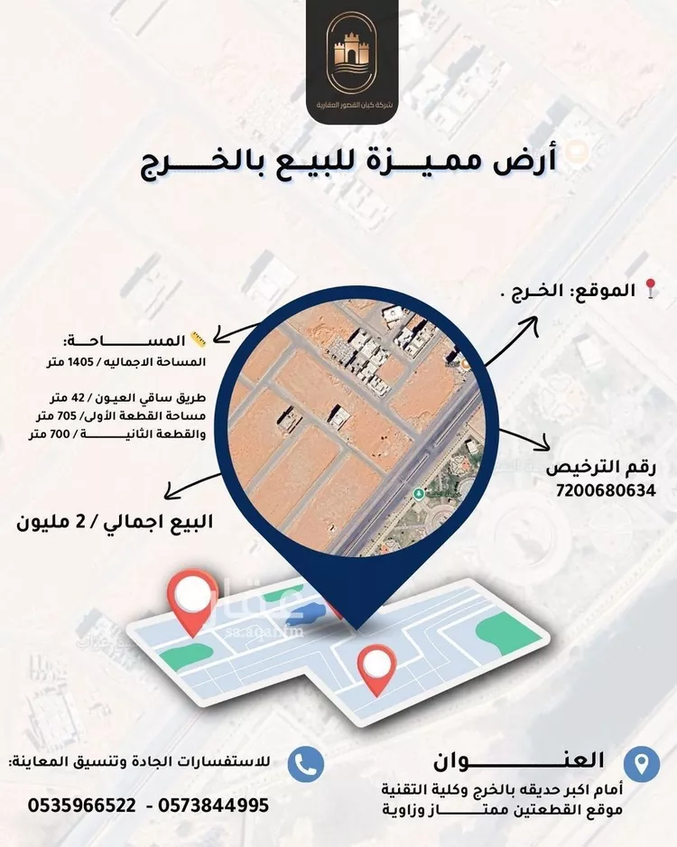 أرض للبيع في شارع ادريس بن مرير, حي البساتين, مدينة الخرج, منطقة الرياض