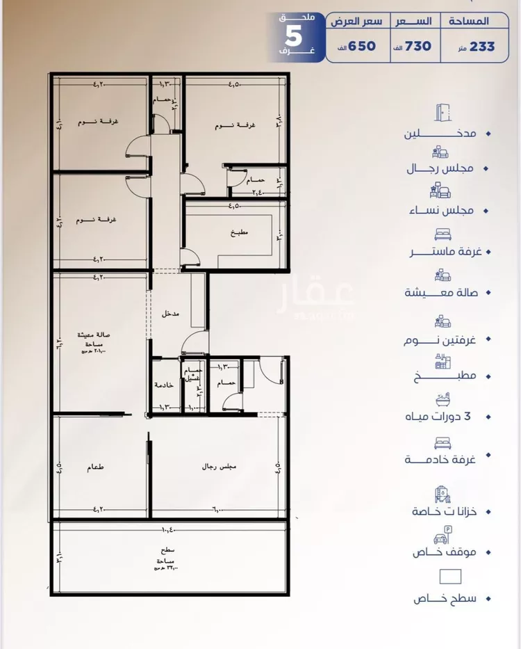 شقة للبيع في شارع العكرش, حي النزهة, مدينة جدة, منطقة مكة المكرمة
