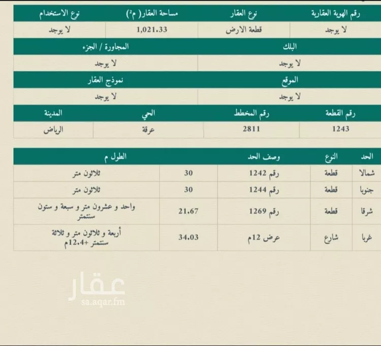 أرض للبيع في شارع بيهق, حي عرقة, مدينة الرياض, منطقة الرياض