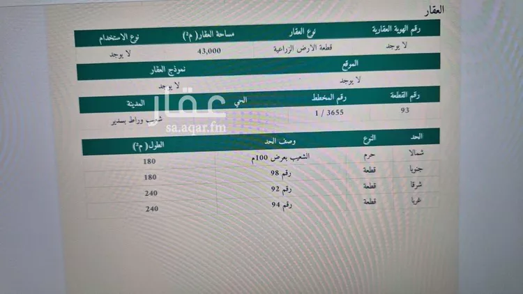 مزرعة للبيع في شارع الخليج, حي عوده سدير, مدينة حوطه سدير, منطقة الرياض صورة 2