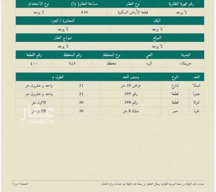 أرض للبيع في البرَة ، حريملاء