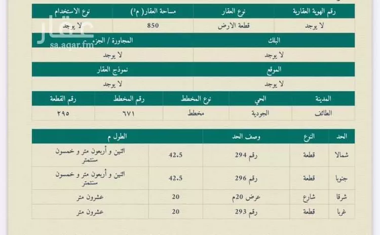 أرض للبيع في شارع الجودية 482, حي الجودية, مدينة الطائف, منطقة مكة المكرمة
