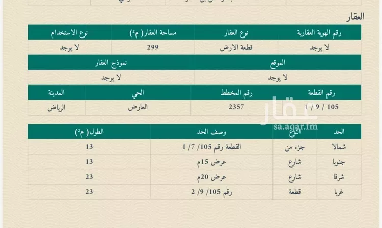 أرض للبيع في شارع أبي عبدالله الجمحي, حي العارض, مدينة الرياض, منطقة الرياض صورة 2