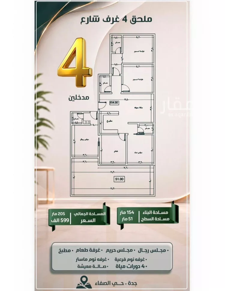 شقة للبيع في شارع ابو معالي الحضري, حي الصفاء, مدينة جدة, منطقة مكة المكرمة صورة 3